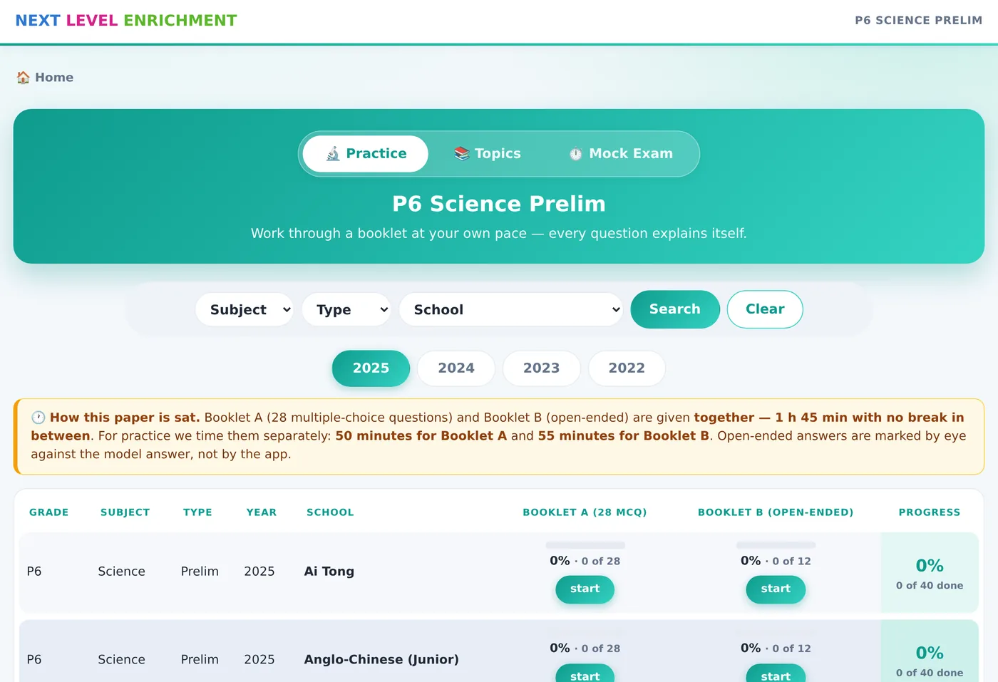 P6 Science practice